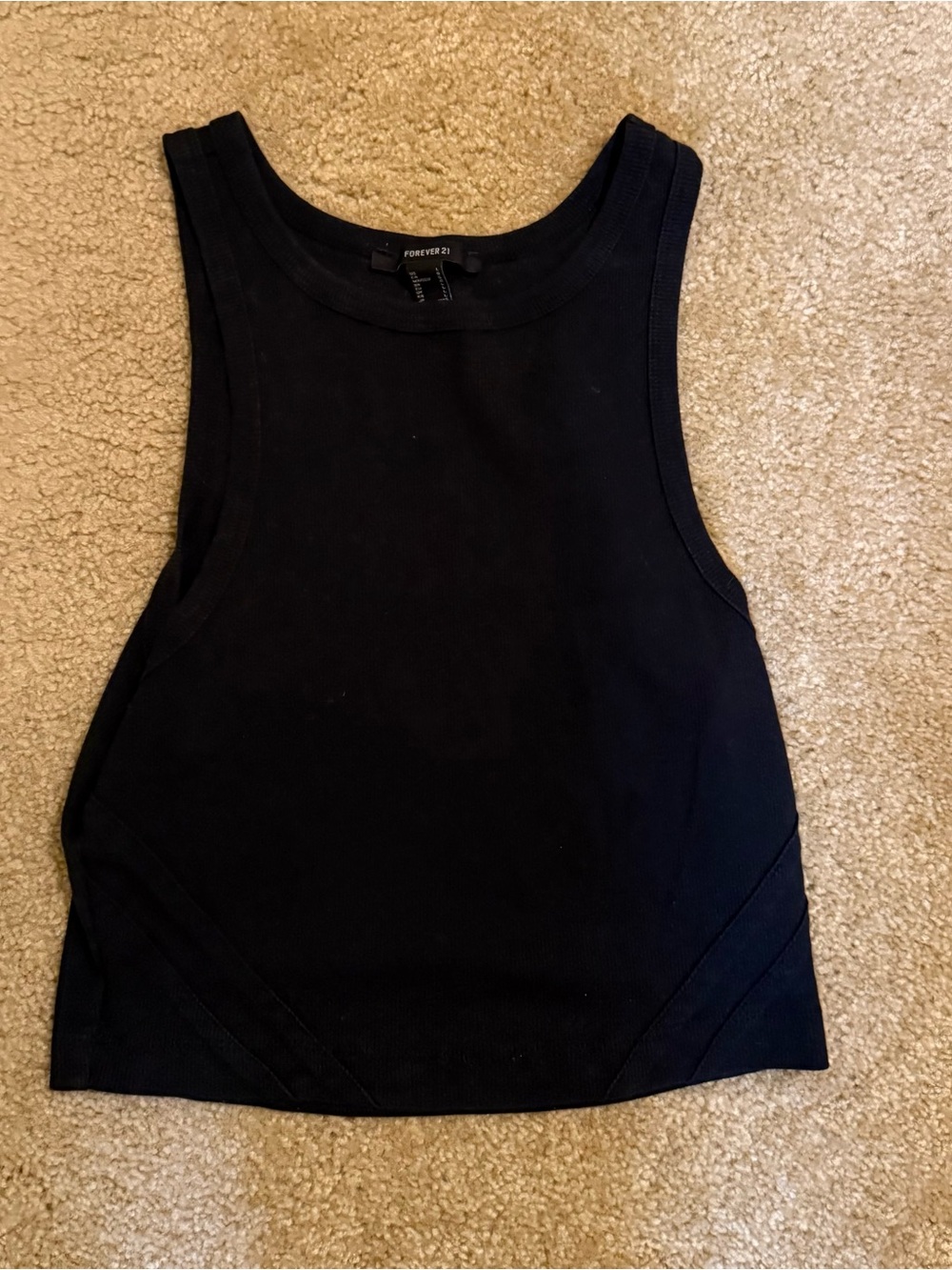 Forever 21 Black Sleeveless Ribbed Crop Tank